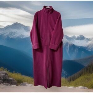 VTG 80s Studio by Valerie Stevens grandma House‎ Coat robe  L Kangaroo Pocket